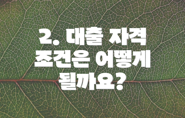 2. 대출 자격 조건은 어떻게 될까요?