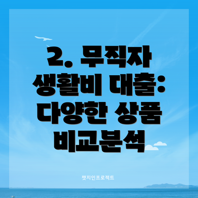 2. 무직자 생활비 대출: 다양한 상품 비교분석