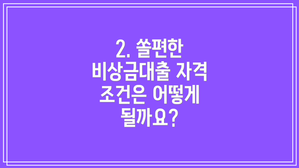 2. 쏠편한 비상금대출 자격 조건은 어떻게 될까요?