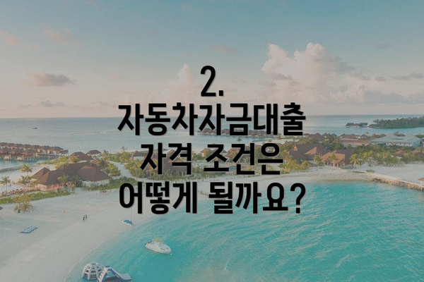2.  자동차자금대출 자격 조건은 어떻게 될까요?