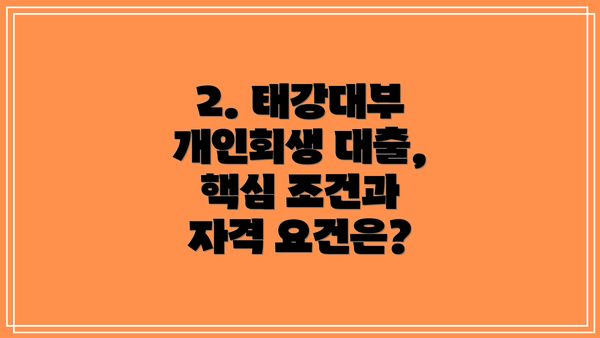 2. 태강대부 개인회생 대출, 핵심 조건과 자격 요건은?