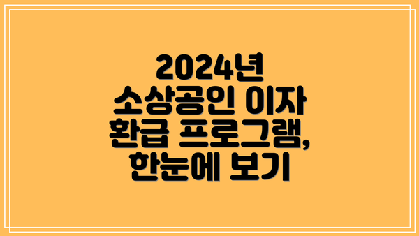 2024년 소상공인 이자 환급 프로그램, 한눈에 보기