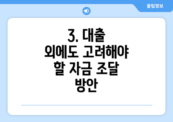3. 대출 외에도 고려해야 할 자금 조달 방안