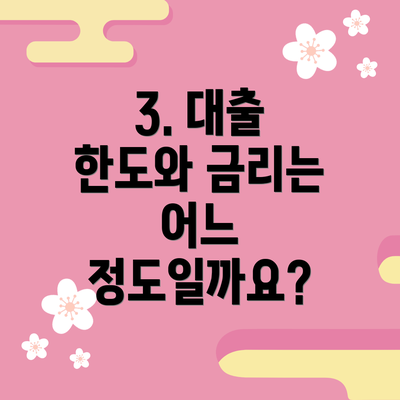 3. 대출 한도와 금리는 어느 정도일까요?