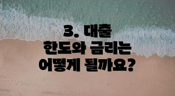3. 대출 한도와 금리는 어떻게 될까요?