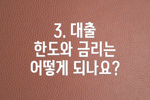 3. 대출 한도와 금리는 어떻게 되나요?