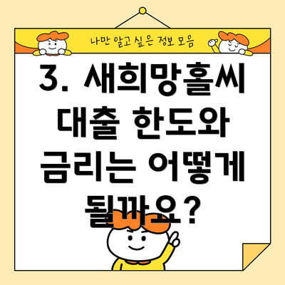 3. 새희망홀씨 대출 한도와 금리는 어떻게 될까요?