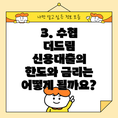 3. 수협 더드림 신용대출의 한도와 금리는 어떻게 될까요?