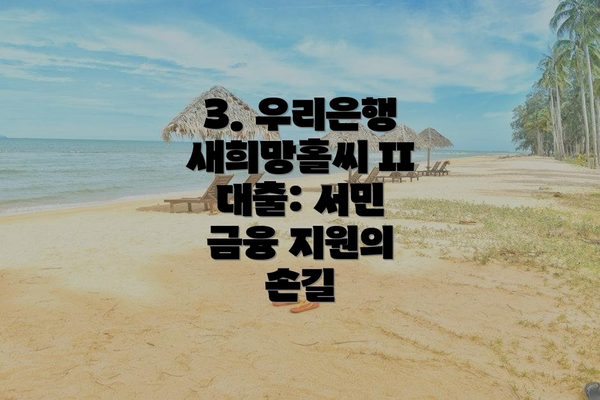 3. 우리은행 새희망홀씨 II 대출: 서민 금융 지원의 손길