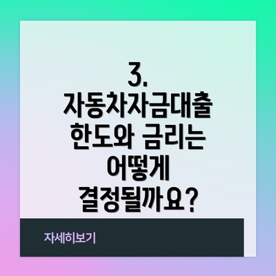 3.  자동차자금대출 한도와 금리는 어떻게 결정될까요?