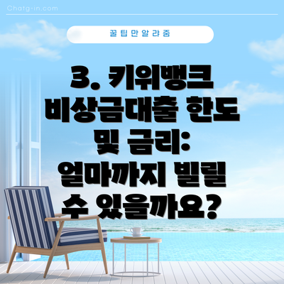 3. 키위뱅크 비상금대출 한도 및 금리: 얼마까지 빌릴 수 있을까요?