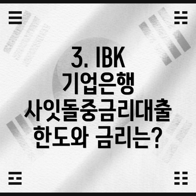 3. IBK 기업은행 사잇돌중금리대출 한도와 금리는?