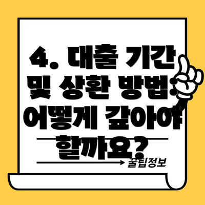 4. 대출 기간 및 상환 방법: 어떻게 갚아야 할까요?