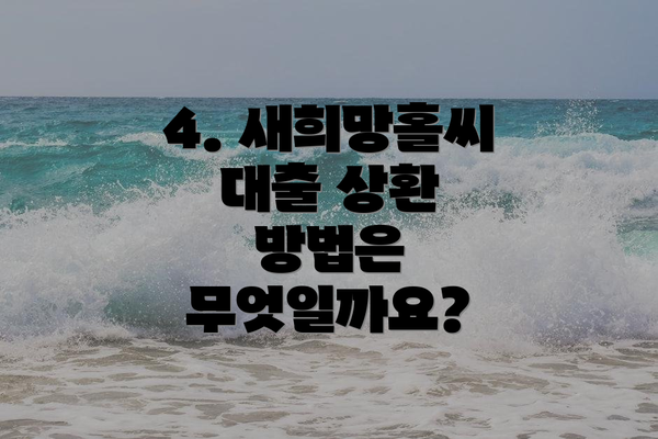 4. 새희망홀씨 대출 상환 방법은 무엇일까요?