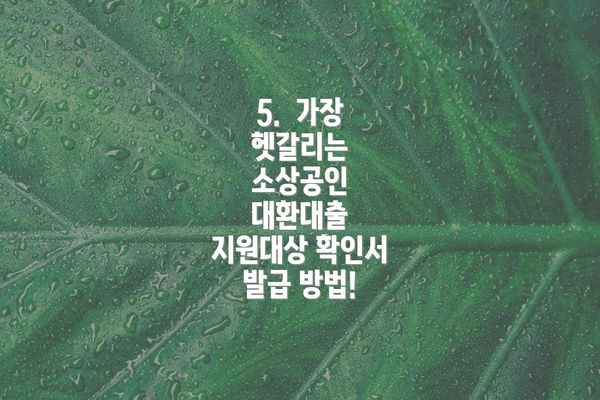 5.  가장 헷갈리는 소상공인 대환대출 지원대상 확인서 발급 방법!