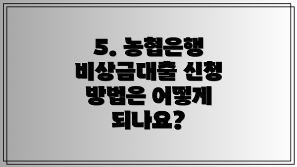 5. 농협은행 비상금대출 신청 방법은 어떻게 되나요?