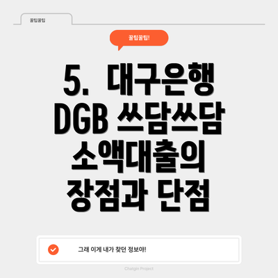 5.  대구은행 DGB 쓰담쓰담 소액대출의 장점과 단점