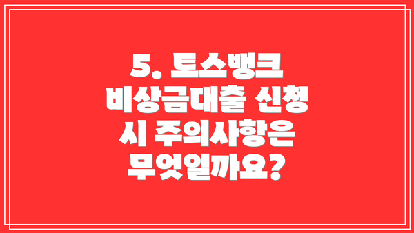 5. 토스뱅크 비상금대출 신청 시 주의사항은 무엇일까요?