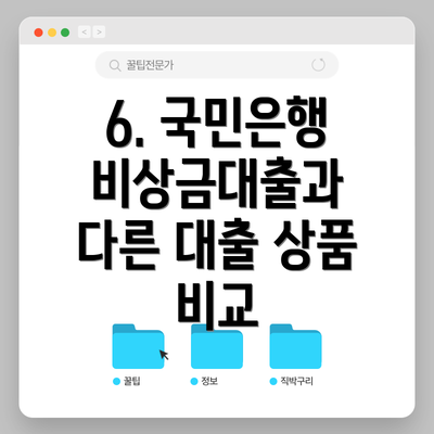 6. 국민은행 비상금대출과 다른 대출 상품 비교