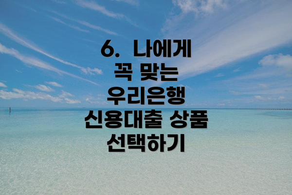 6.  나에게 꼭 맞는 우리은행 신용대출 상품 선택하기