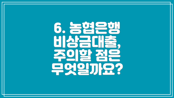 6. 농협은행 비상금대출,  주의할 점은 무엇일까요?