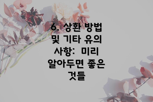 6. 상환 방법 및 기타 유의 사항:  미리 알아두면 좋은 것들