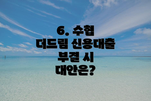 6. 수협 더드림 신용대출 부결 시 대안은?