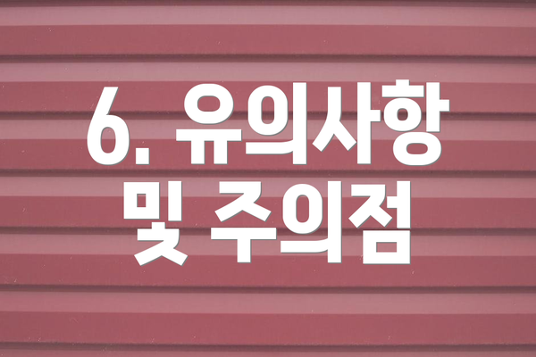 6. 유의사항 및 주의점