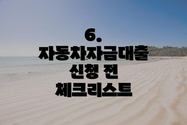 6.  자동차자금대출 신청 전 체크리스트