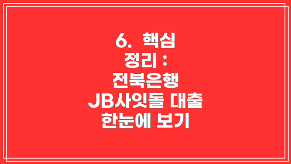 6.  핵심 정리 : 전북은행 JB사잇돌 대출 한눈에 보기