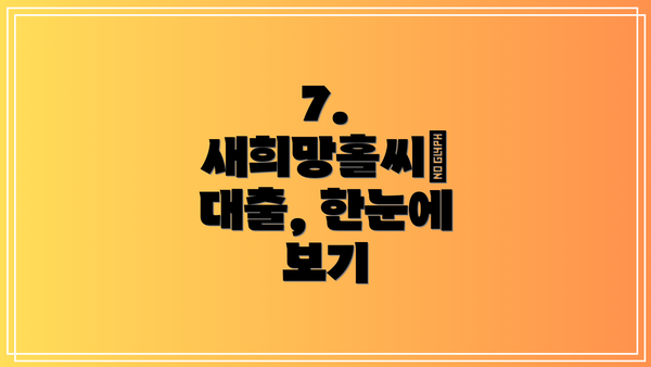 7.  새희망홀씨Ⅱ 대출, 한눈에 보기