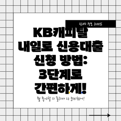 KB캐피탈 내일로 신용대출 주요 특징 요약