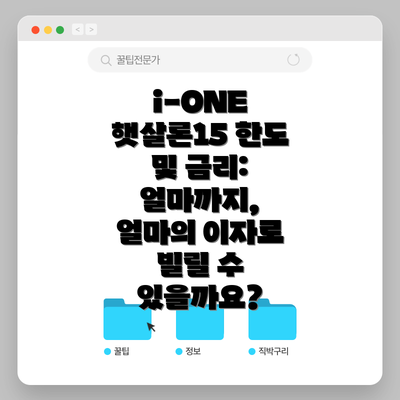 i-ONE 햇살론15 한도 및 금리: 얼마까지, 얼마의 이자로 빌릴 수 있을까요?