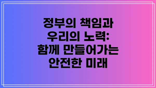 정부의 책임과 우리의 노력: 함께 만들어가는 안전한 미래