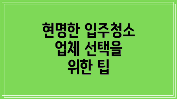 현명한 입주청소 업체 선택을 위한 팁