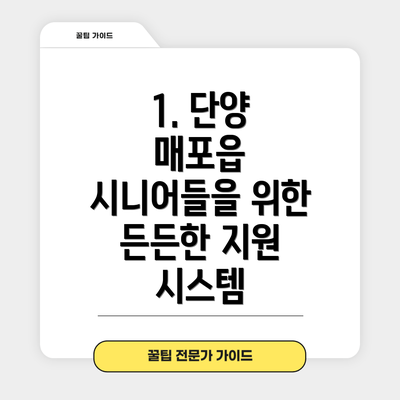1. 단양 매포읍 시니어들을 위한 든든한 지원 시스템
