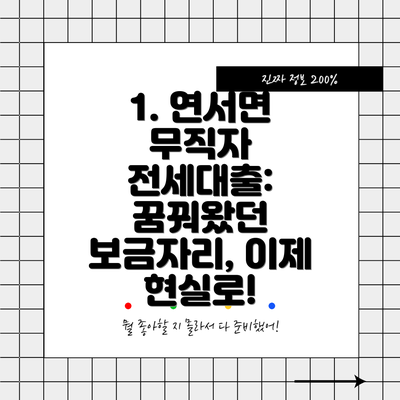 1. 연서면 무직자 전세대출: 꿈꿔왔던 보금자리, 이제 현실로!