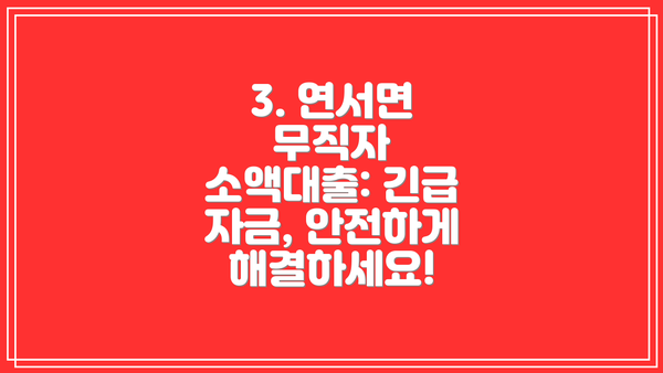 3. 연서면 무직자 소액대출: 긴급 자금, 안전하게 해결하세요!