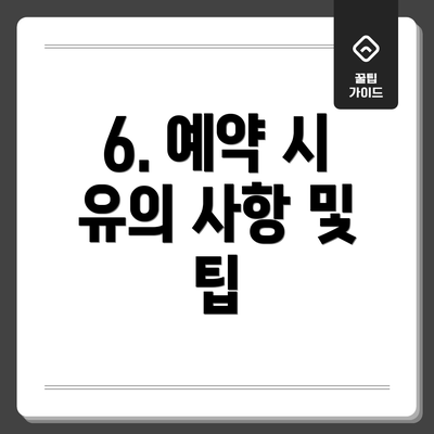 6. 예약 시 유의 사항 및 팁