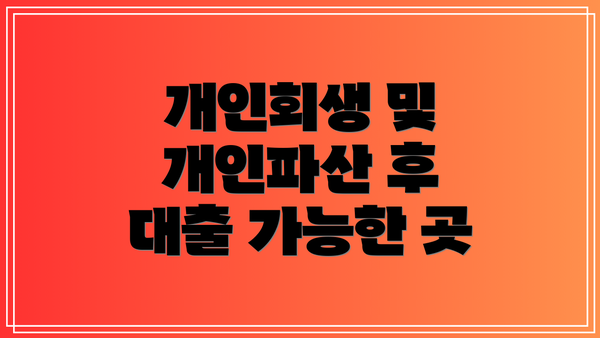개인회생 및 개인파산 후 대출 가능한 곳