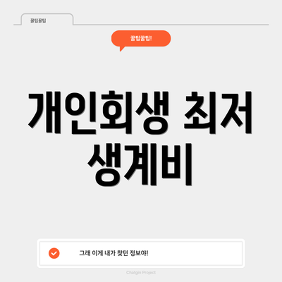 개인회생 최저 생계비