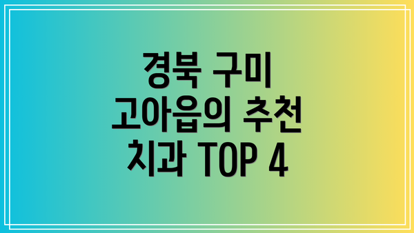 경북 구미 고아읍의 추천 치과 TOP 4