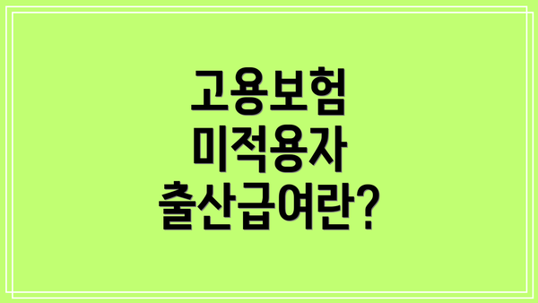 고용보험 미적용자 출산급여란?