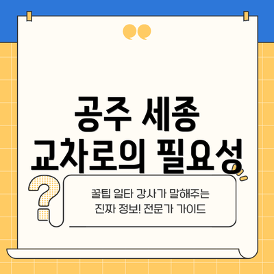공주 세종 교차로의 필요성