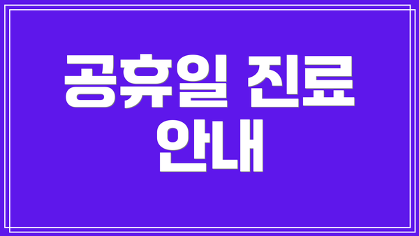 공휴일 진료 안내
