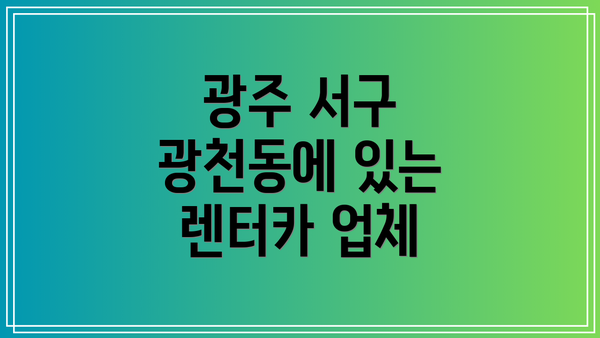 광주 서구 광천동에 있는 렌터카 업체