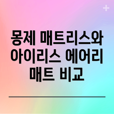 몽제 매트리스와 아이리스 에어리 매트 비교
