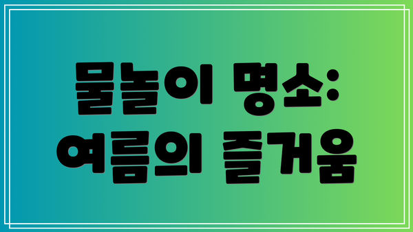 물놀이 명소: 여름의 즐거움