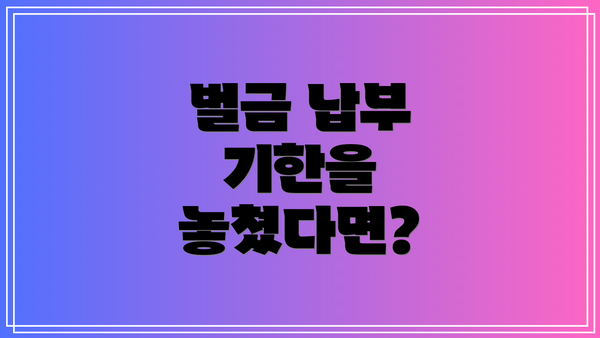 벌금 납부 기한을 놓쳤다면?