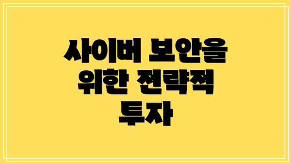 사이버 보안을 위한 전략적 투자